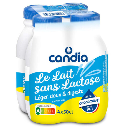 Candia Lait sans lactose léger & digeste pack 4x50cl