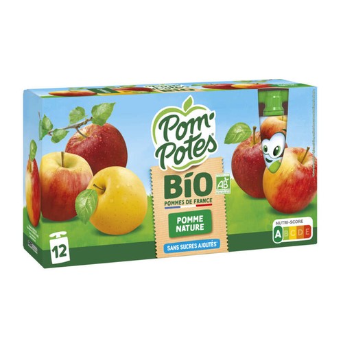Pom'Potes Compote Pomme nature Bio Le pack de 12x90g