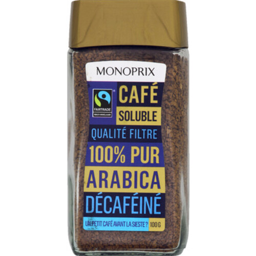Monoprix Café Soluble Décaféiné 100% Arabica 100g