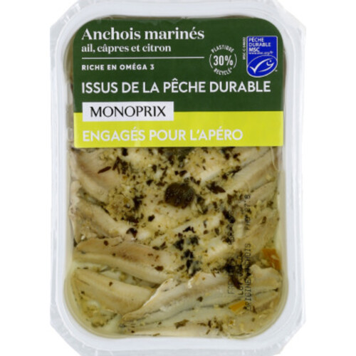 Monoprix anchois à l'ail câpres et citron MSC 150g