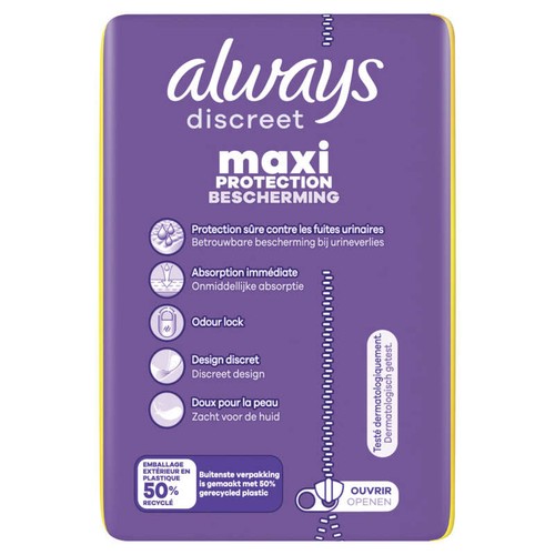 Always Discreet Serviette Extra Sûre Pour Fuites Urinaires Maxi Nuit x14