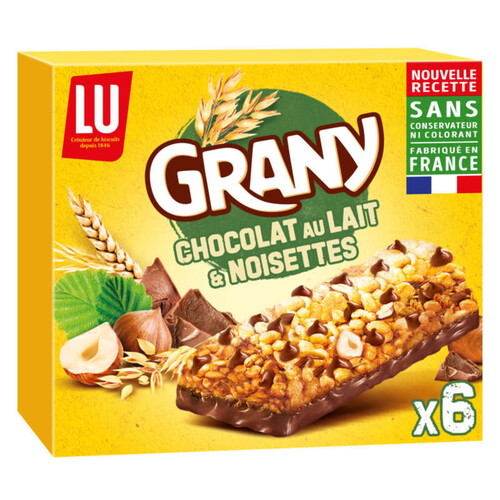 Lu Grany Barres de Céréales Chocolat au Lait et Noisettes 138g
