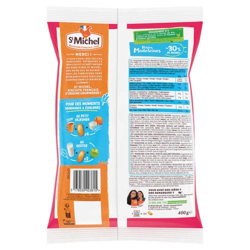 St Michel Petites Madeleines coquille moins 30% de sucres 400g