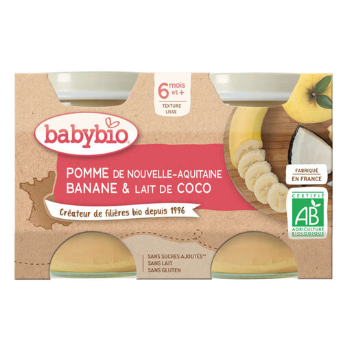 Babybio Dessert Pomme d'Aquitaine Banane & Lait de Coco Dès 6 mois 2x130g