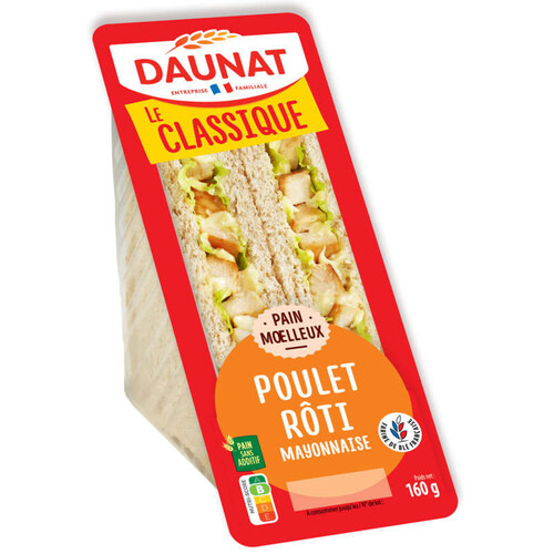 Daunat club classique poulet rôti mayonnaise 160g