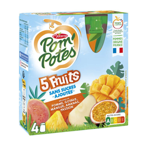 Pom'potes compote multifruits tropical le pack de 4x90g