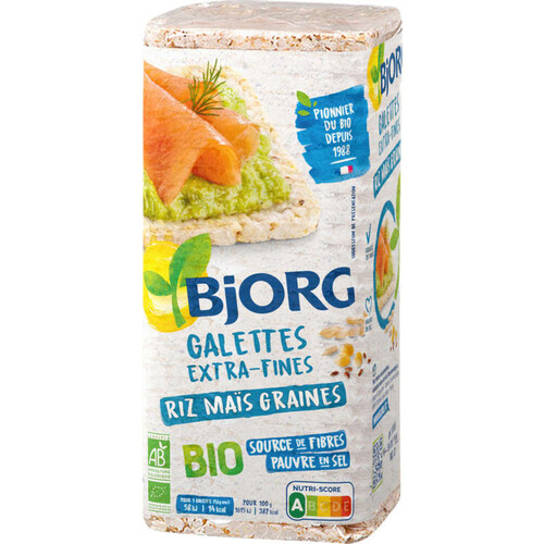 Bjorg Galettes Extra Fines, Riz, Maïs et Graines Bio 130G