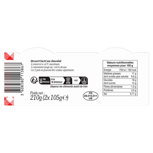 Bonne Maman Liégeois Chocolat 2x105g