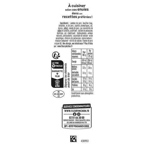 Fleury Michon Dés De Jambon -25% De Sel 2x75g