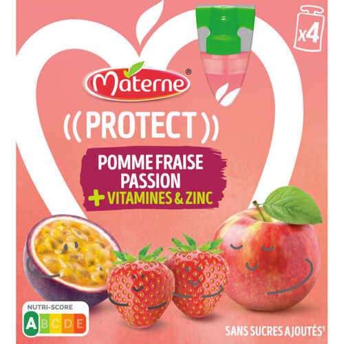 Materne Compotes Protect Pomme Fraise Passion 4x90g