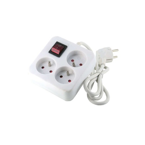 Trefilaction Bloc Carré 3 Prises + Interrupteur