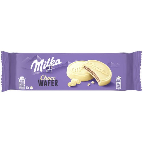 Milka Choco Suprême Biscuits Gaufrettes enrobés au Chocolat Blanc 180g
