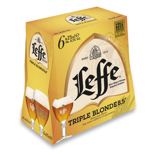 Leffe triple Bière Blonde Abbaye pack 6x25cl