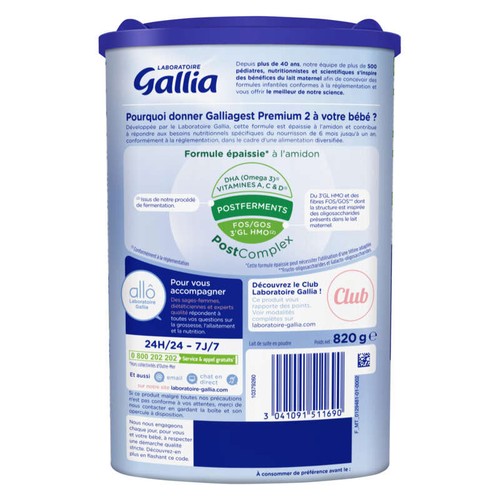 Galliagest lait premium 1 de 6-12 mois 820g