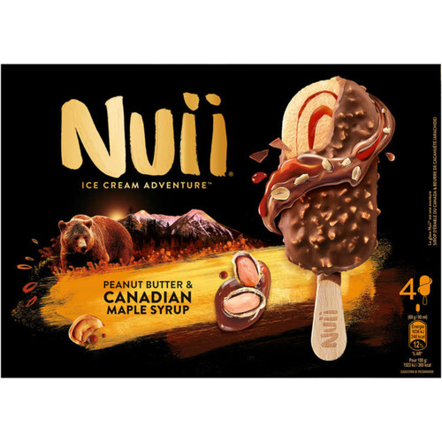 Nuii Glaces sirop d’érable du Canada & beurre de cacahuète x4 272g