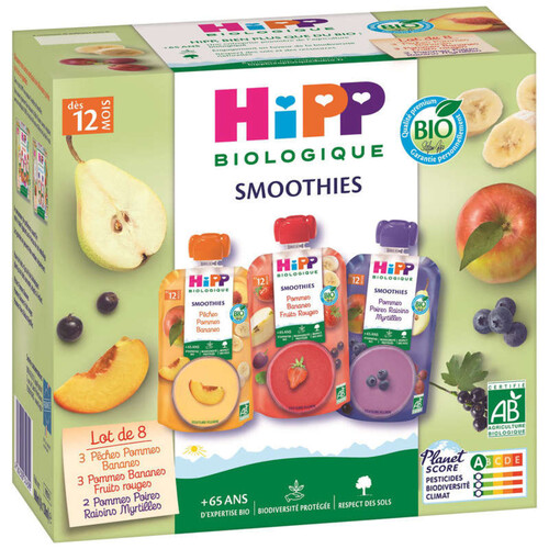 Hipp Biologique Purée de Fruits 3 Variétés, Dès 12 Mois