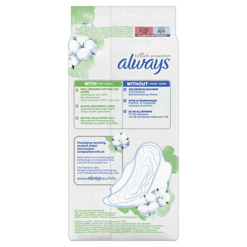 Always  Serviettes Avec Ailettes Cotton Protection Normal x22