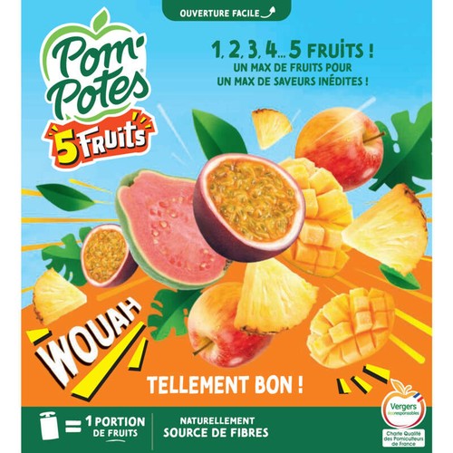 Pom'potes Compote multifruits tropical Le pack de 4x90g