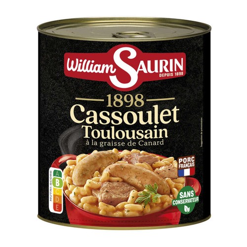 William Saurin Cassoulet Toulousain À La Graisse D'Oie, Mitonné Doucement 840g