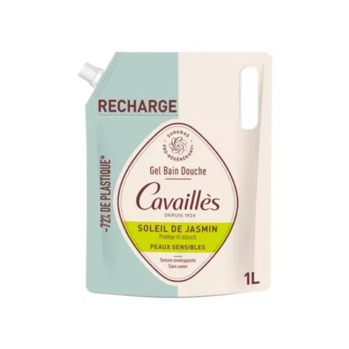Cavaillès Gel Bain Douche Peaux Sensibles Soleil de Jasmin Écorecharge 1L
