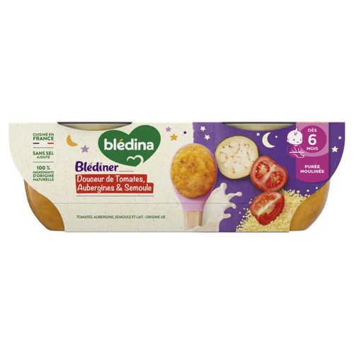 Blédina Blédiner Tomates aubergines semoule 2x200g