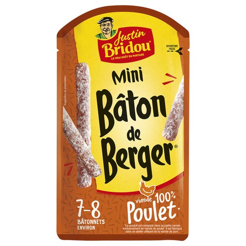 Justin Bridou Bâton de Berger Mini 100% Poulet x10 80g