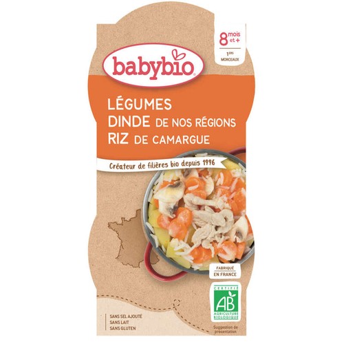 Babybio Bols Légumes dinde riz 2x200g