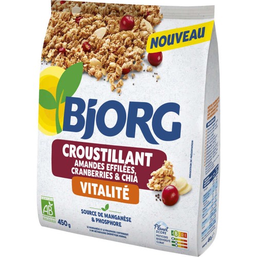 Bjorg croustlant amandes effilées cranberries & chia 450g