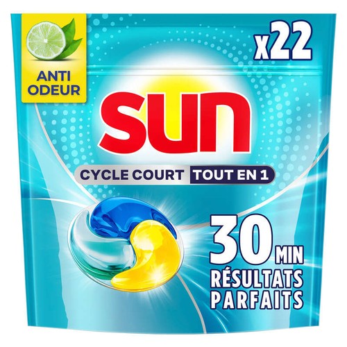 Sun Capsules Lave-Vaisselle Cycle Court Citron Vert 22 Pastilles