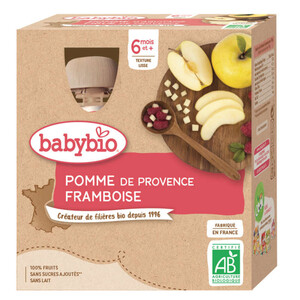 Babybio Gourde de Compote Pomme Framboise 4 x 90g