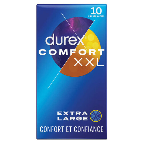 Durex Préservatifs Confort XXL Extra Large Extra Long x10