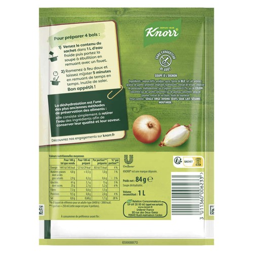 Knorr Soupe À L'Oignon  4 Portions 84g