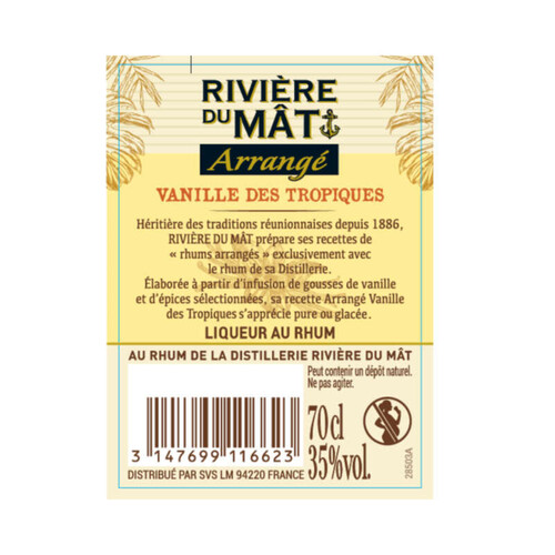 Rivière Du Mât rhum arrangé vanille des tropiques 70cl