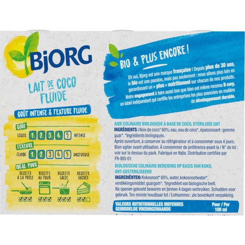 Bjorg Lait De Coco Fluide, Pauvre En Sel Bio 3x200ml