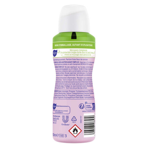 Monsavon Déodorant Femme Spray Antibactérien au Lait 100ml