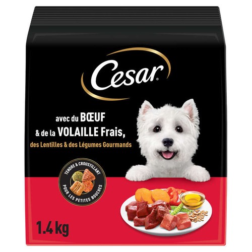Cesar Croquettes au Bœuf, à la Volaille, aux Lentilles et aux Légumes pour petit Chien adulte 1,4kg