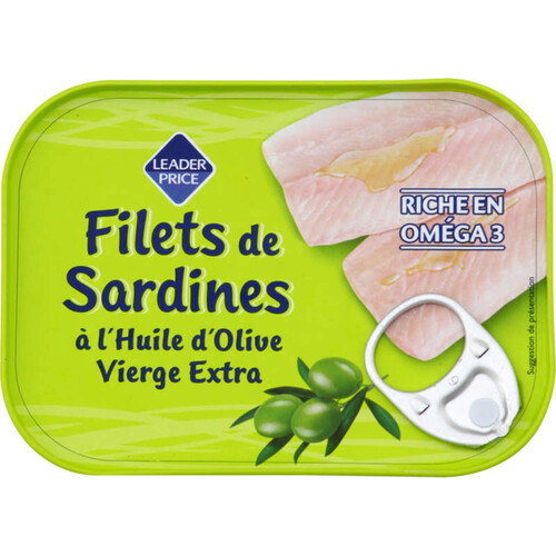 Leader Price Filets de sardines à l'huile d'olive vierge extra 115g