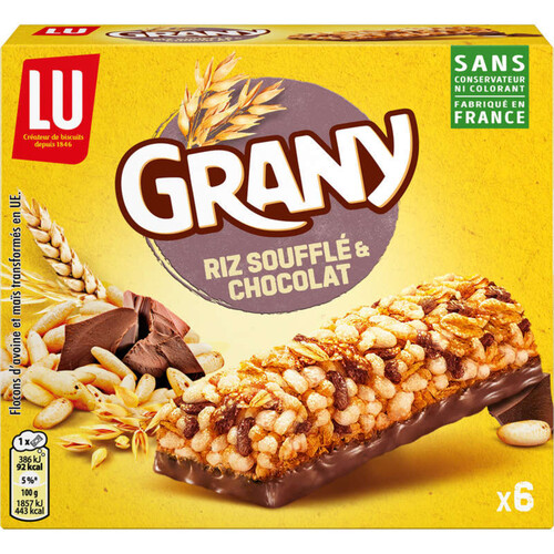 LU Grany Barres de céréales Riz Soufflé et Chocolat 125g