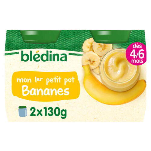 Bledina Pots Fruits Mon 1Er Petit Pot Bananes 2X130G Dès 4/6 Mois