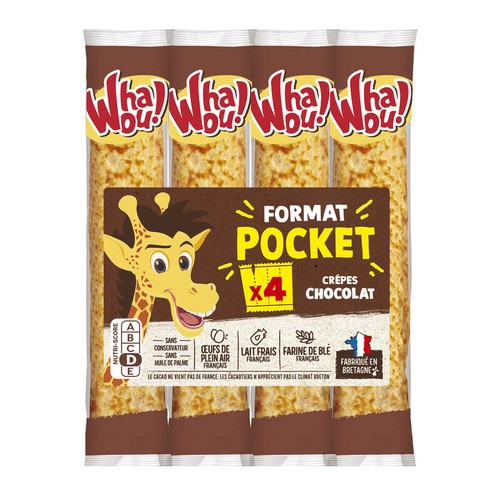Whaou! Crêpes Chocolat Format Pocket x4- 128g