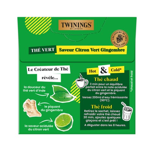 Twinings Thé Vert Saveur Citron Vert Gingembre 32g