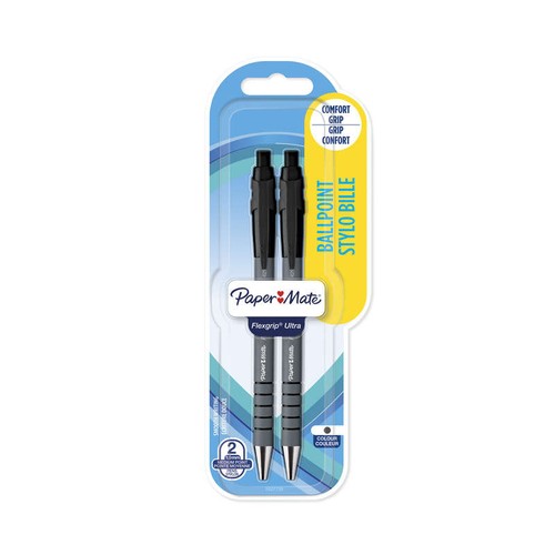 Paper Mate Stylo Bille Flexgrip Ultra Noir x2