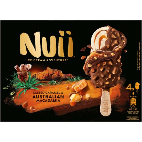 Nuii Bâtonnets Caramel salé & macadamia d'Australie 272g