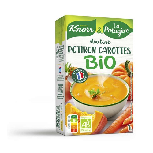 Knorr Soupe Liquide Mouliné de Potiron Carottes Bio Brique 1L