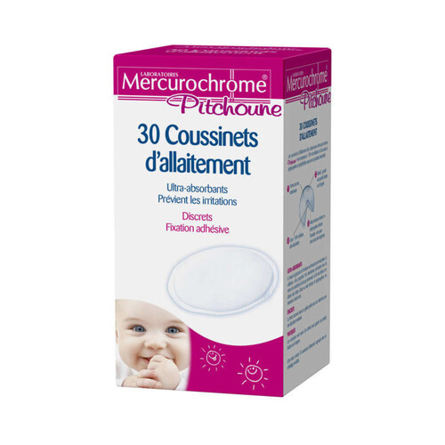 Mercurochrome Coussinets D'Allaitement Ultra-Absorbants, Prévient Des Irritations 30 X