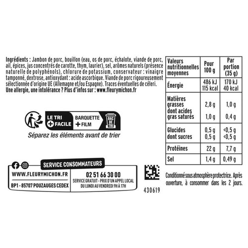 Fleury Michon  Le Supérieur Jambon -25% Sel Sans Nitrite X6