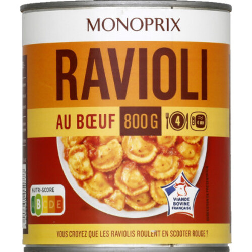 Monoprix Ravioli pur boeuf à la sauce Italienne 800g