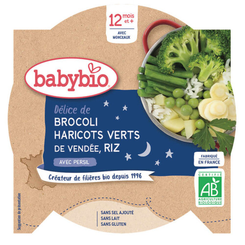 [Par Naturalia] Babybio Assiette Légumes Verts et Riz 12M 230g Bio