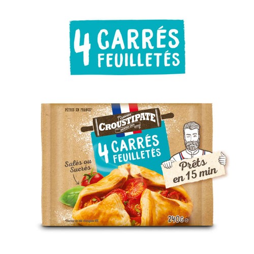 Croustipate 4 carrés pâte feuilletée croustipate 240g