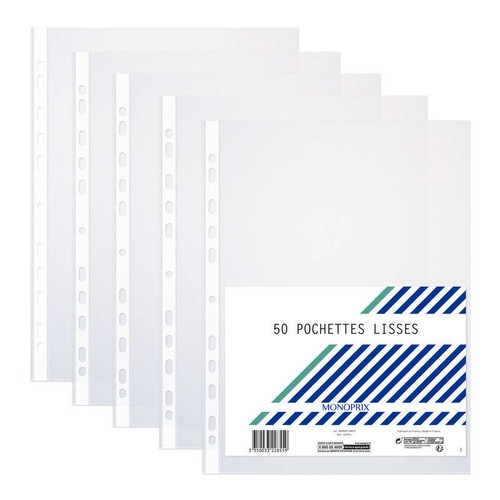 Monoprix Pochettes Lisses A4 x50